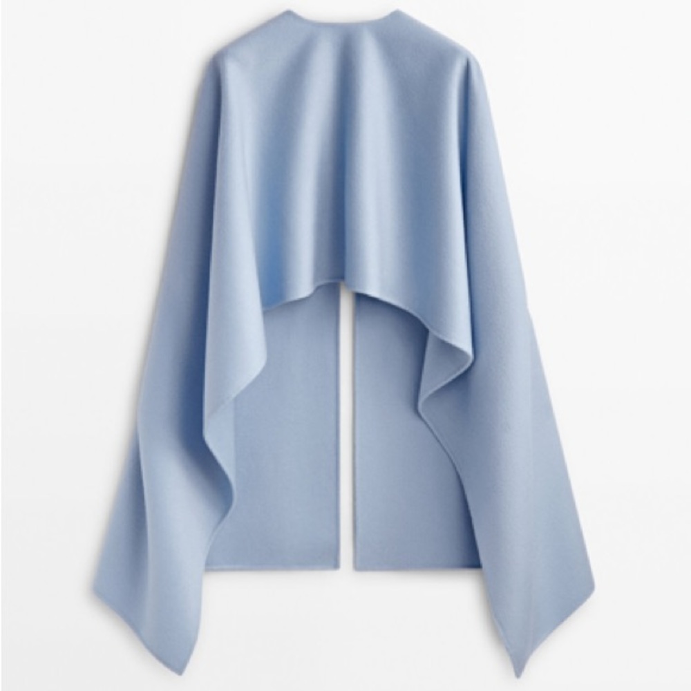 Massimo Dutti Studio Wool Blend Cape in Light Blue